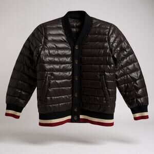 Mimiciel Boys Korean Fashion Quilted Preppy Down Jacket 7/8 Black Knit